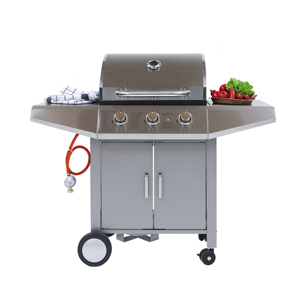 Mr.Grill 3 Brenner Chromstahl Gasgrill, inkl Gasschlauch und -Regler
