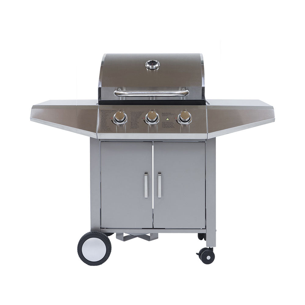 Mr.Grill 3 Brenner Chromstahl Gasgrill, inkl Gasschlauch und -Regler