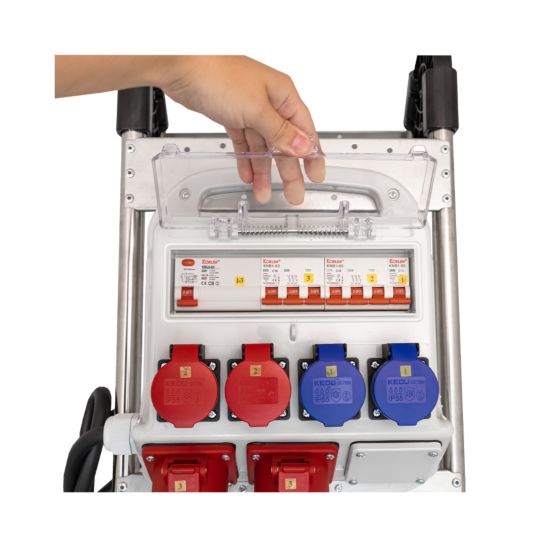 Ekström Baustromverteiler 2x T13, 2x T25, 2x CEE16A, mit Ständer