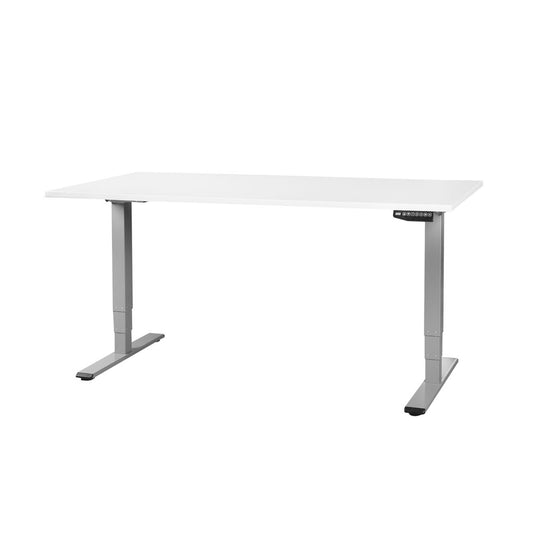 CONTINI höhenverstellbarer Bürotisch 140 x 80 cm weiss / Gestell dunkelgrau Swiss Made