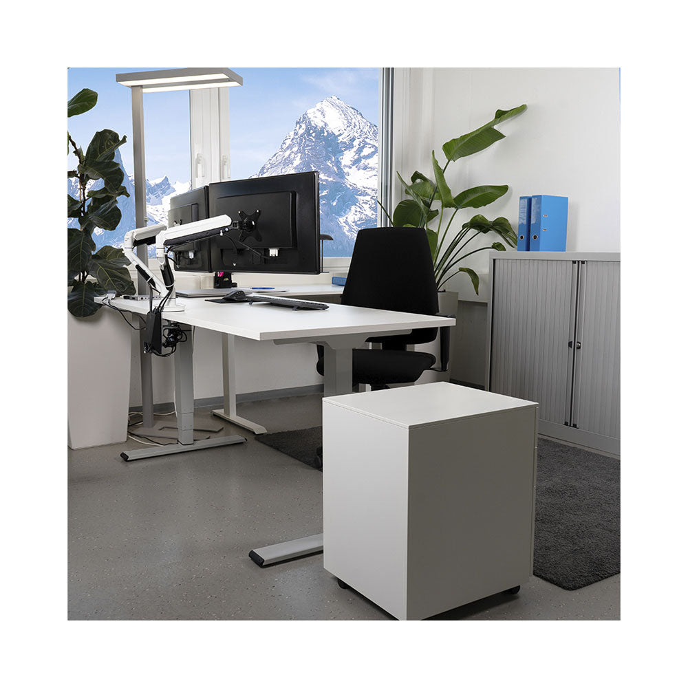 CONTINI höhenverstellbarer Bürotisch 200 x 90 cm weiss / Gestell dunkelgrau Swiss Made