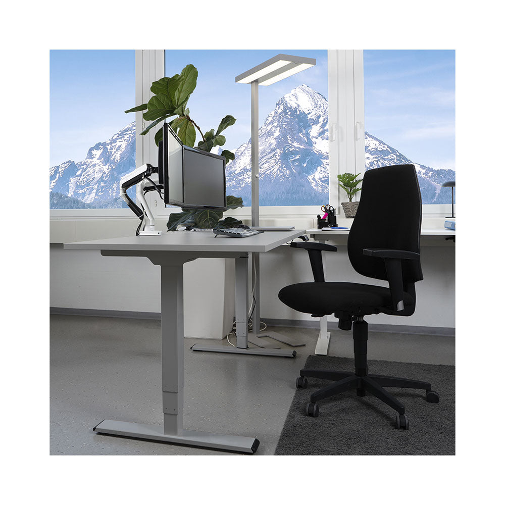 CONTINI höhenverstellbarer Bürotisch 200 x 90 cm weiss / Gestell dunkelgrau Swiss Made