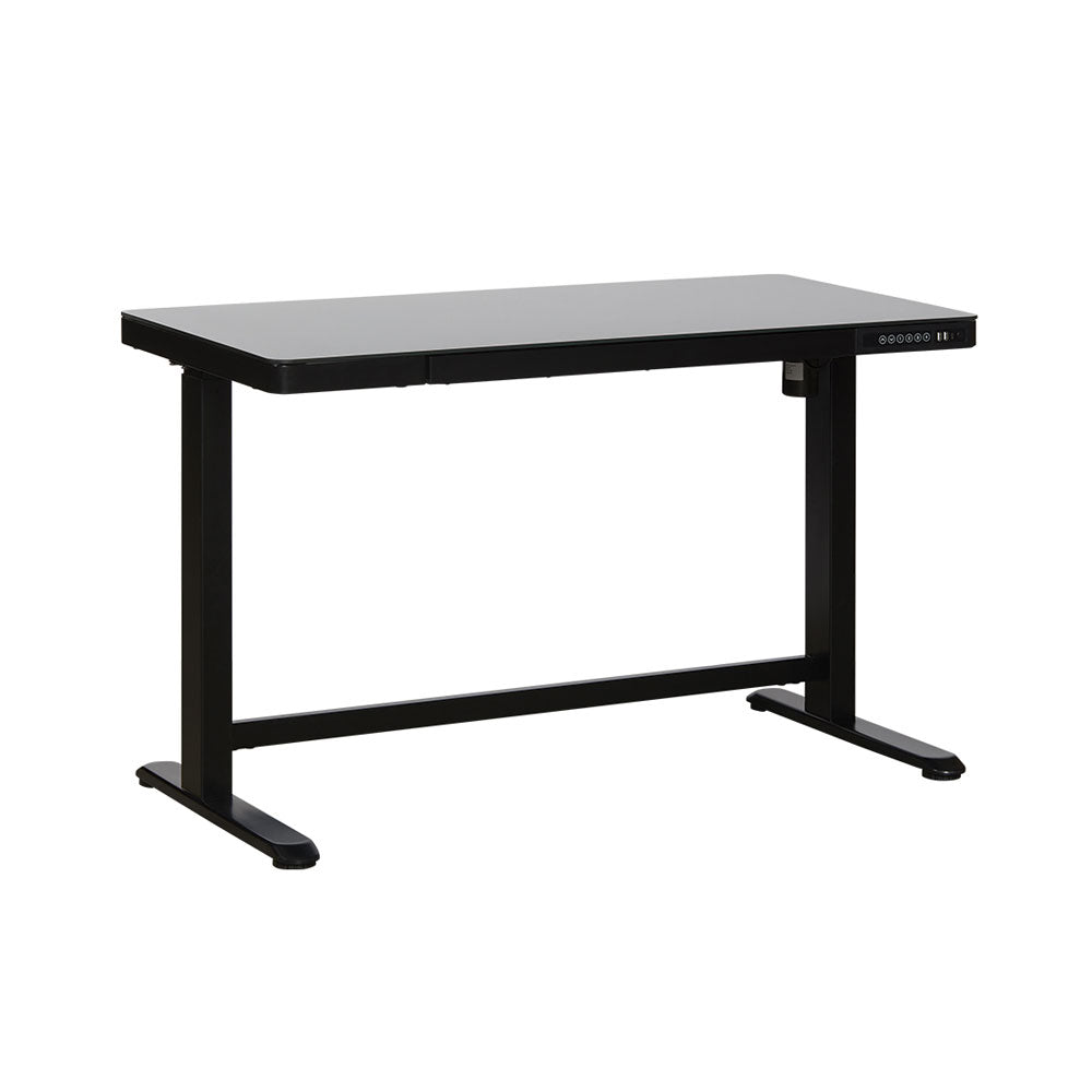 CONTINI höhenverstellbarer Bürotisch 120 x 60 cm schwarz Glasoberfläche