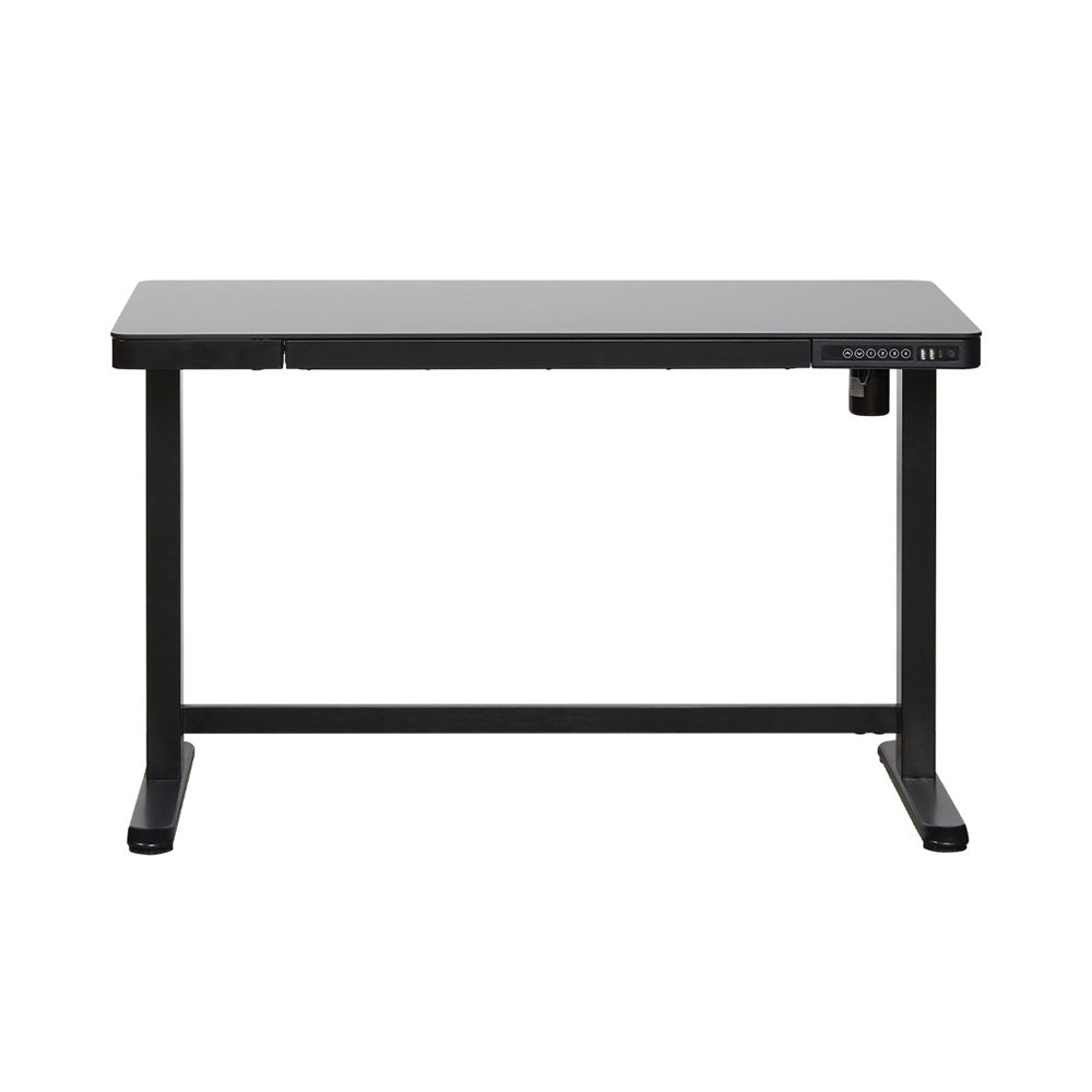 CONTINI höhenverstellbarer Bürotisch 120 x 60 cm schwarz Glasoberfläche