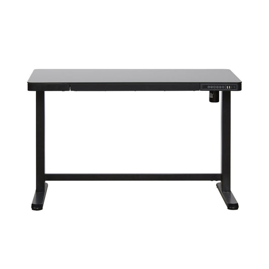 CONTINI höhenverstellbarer Bürotisch 120 x 60 cm schwarz Glasoberfläche