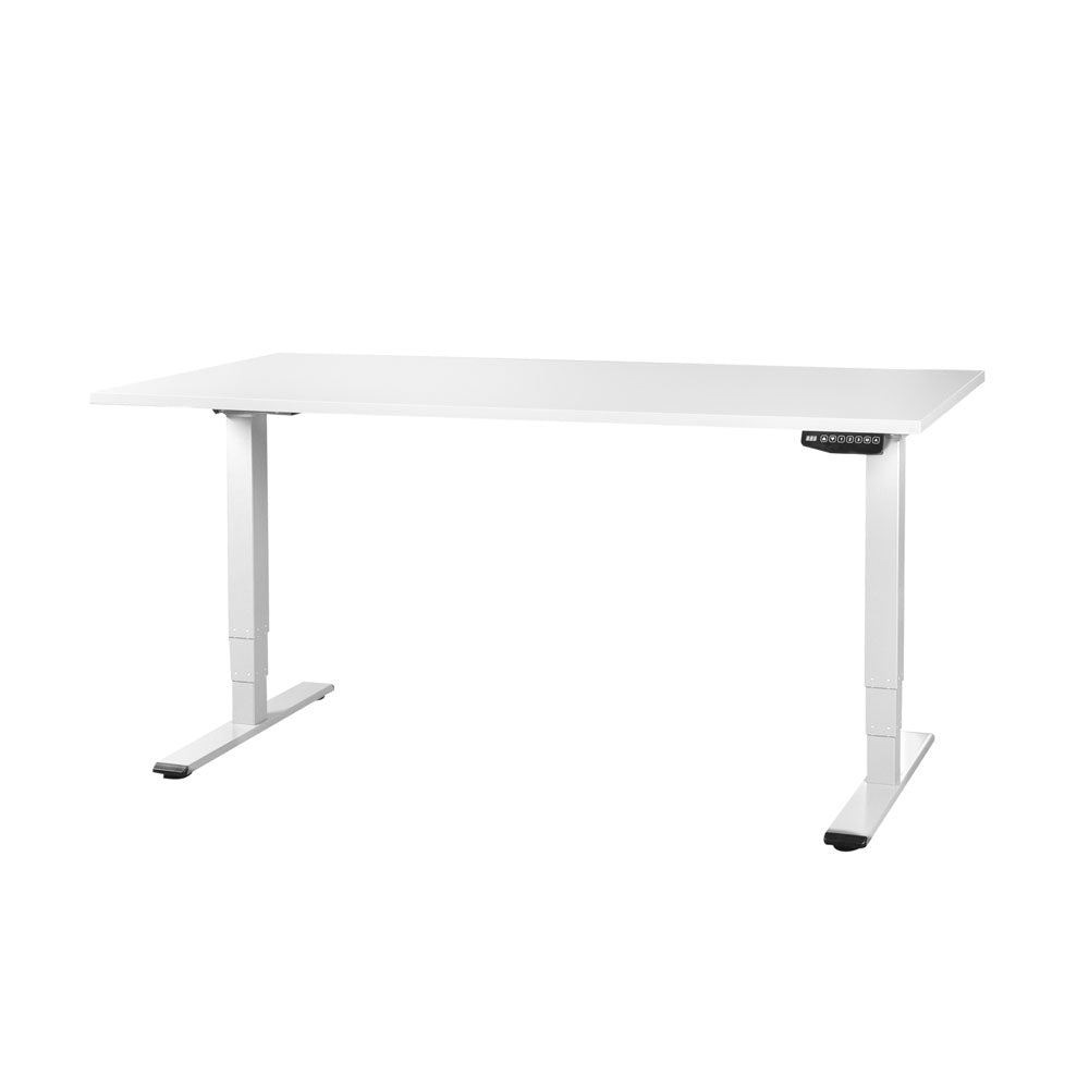 CONTINI höhenverstellbarer Bürotisch 140 x 80 cm weiss / Gestell weiss Swiss Made