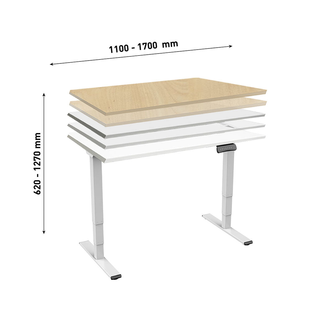 CONTINI elektrisches Hubtischgestell 1100 - 1700 mm weiss