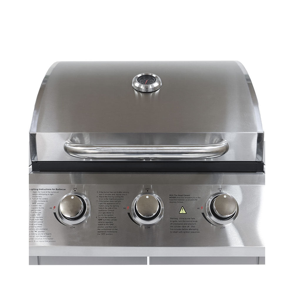 Mr.Grill 3 Brenner Chromstahl Gasgrill, inkl Gasschlauch und -Regler