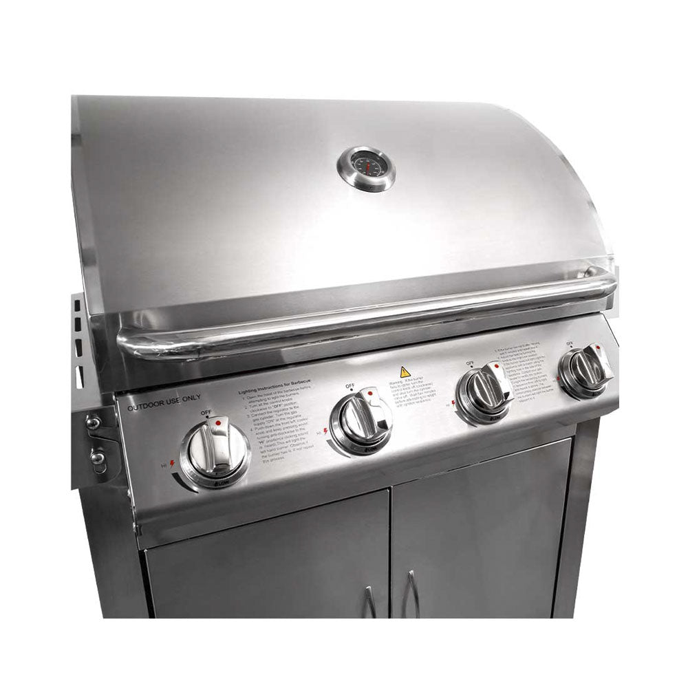 Mr. Grill 4 Brenner Chromstahl Gasgrill, inkl Gasschlauch und -Regler