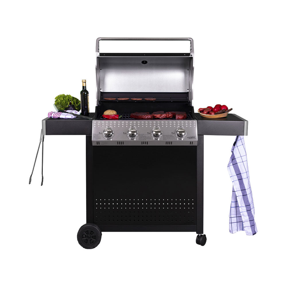 Mr.Grill Gasgrill mit 4 Brennern, inkl. Gasschlauch und -Regler