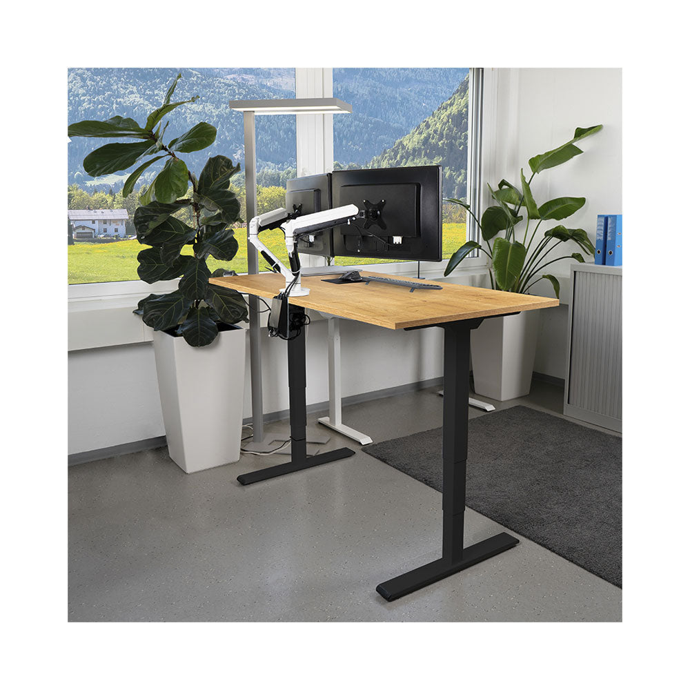 Contini höhenverstellbarer Bürotisch 160 x 80 cm Eichendekor / Gestell schwarz